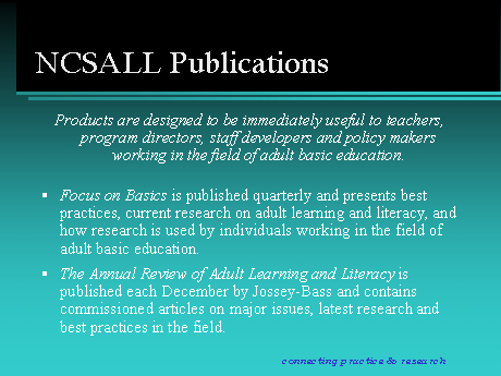 NCSALL PowerPoint Slideshow